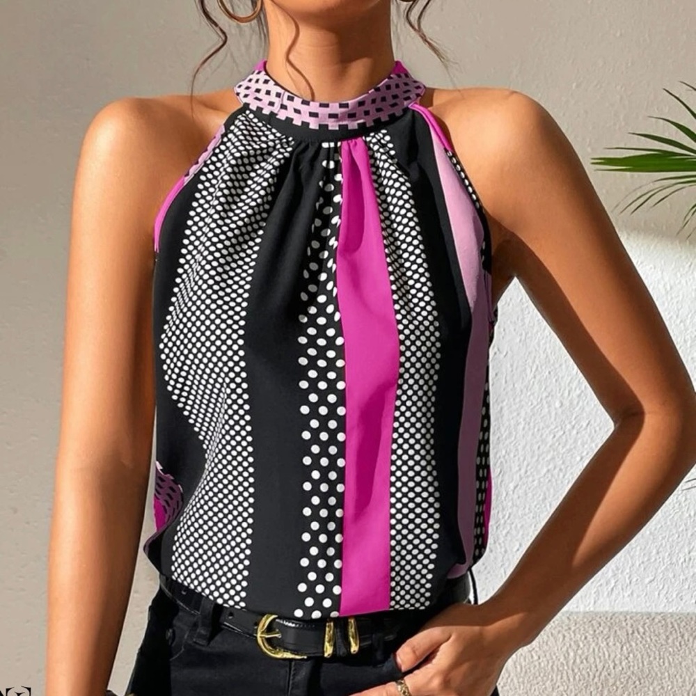 Polka Dot Print Keyhole Back Top - Never Worn! - Picture 4 of 6